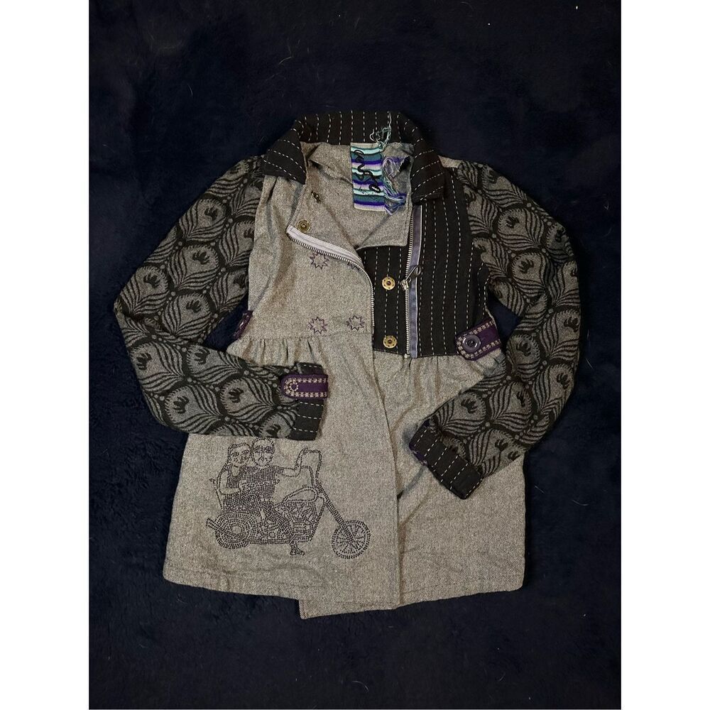 Custo Barcelona Popcorn Motorcycle Bedazzled Jacket Muti Color Womens L/XL CL3